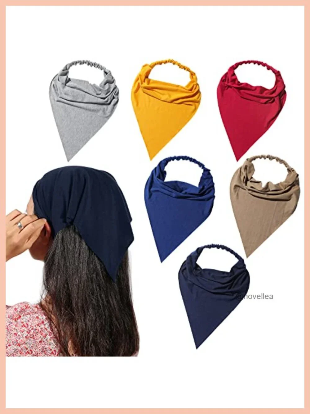 6 Pack Hair Scarf Headband for Women Elastic Bandana Non Slip Scarves with Clips